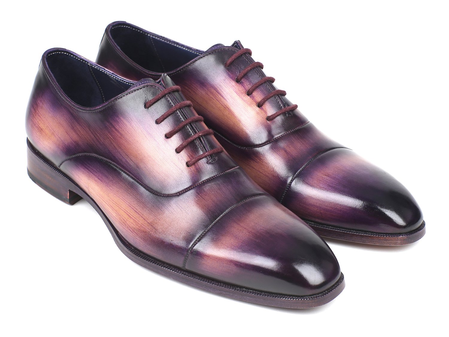 Paul Parkman ''1744-PRP'' Purple Genuine Leather Cap-Toe Oxfords Shoes.